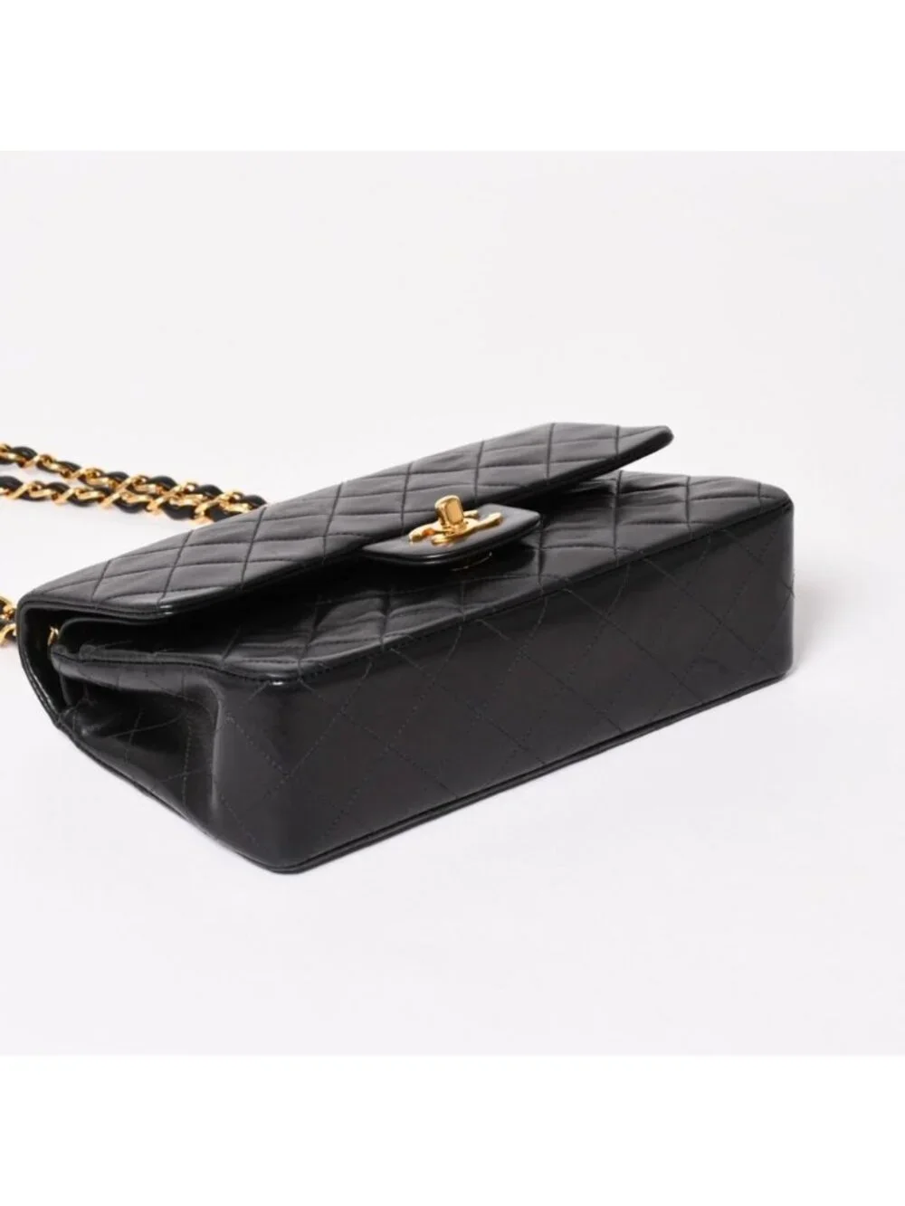 Chanel Quilted 23 Double Flap Chain Shoulder Bag CC Logo Lambskin Black